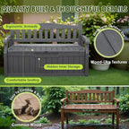 Greesum 80 Gallon Outdoor Storage Bench, Resin Patio Furniture with Armrest,Waterproof and UV-Resistant, Perfect to Garden, Poolside and Lawn, Dark Grey - Image 5