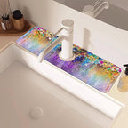Abstract Watercolor Flowers Dish Drying Mat - Image 2