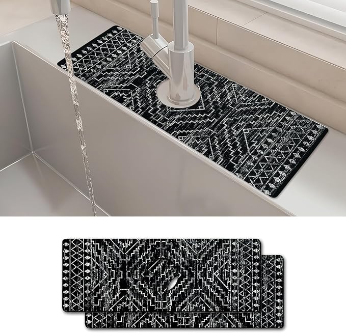 2PCS 15" X 5.5" Kitchen Sink Splash Guard Faucet Mat Aztec Super Absorbent Fast by Unknown