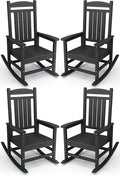 KINGYES Outdoor Rocking Chair Set of 4, High Density Polyethylene Patio Rocking Chairs with 330lbs Support for Adults, Black by KINGYES