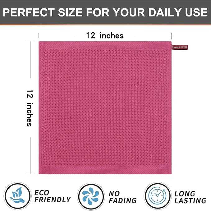 Kitinjoy 100% Cotton Kitchen Dish Cloths, 8 Pack Waffle Weave Ultra Soft - Image 5
