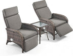3 Pieces Zero Gravity Wicker Patio Recliner Chairs Set of 2 - Wicker Outdoor Lounge Chair with Side Table, Adjustable Backrest & Footrest, High Back Outdoor Recliner Chair for Pool Deck Gray - Image 7