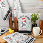 Boyiee Set of 6 Farm Chickens Kitchen Towels Farmhouse Absorbent Dish Tea - Image 3