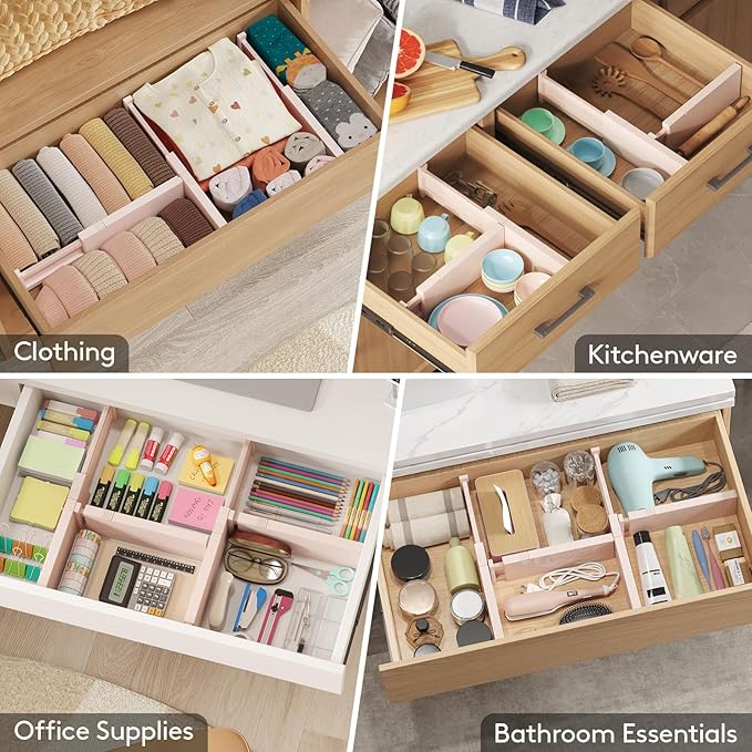 Lifewit 9 Pack Drawer Dividers 4" High 28-43.5cm/11-17" Adjustable Drawer - Image 8