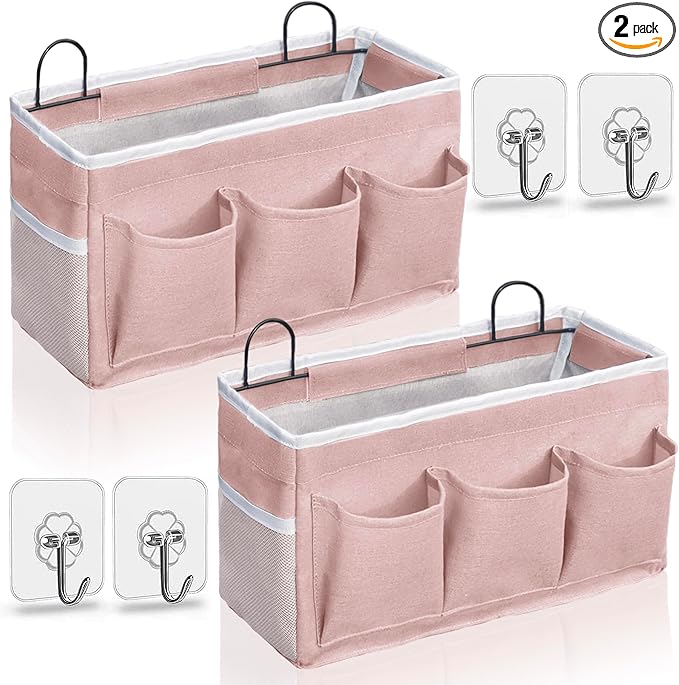 2pcs Light-Style Wall Hanging Storage Bag, Linen Fabric Door Hanging Organizer by KANRICHU