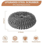 6PCS Steel Wool Scrubber Wire Sponge Set, Barbecue Grill Cleaning Scrubber Pads - Image 2