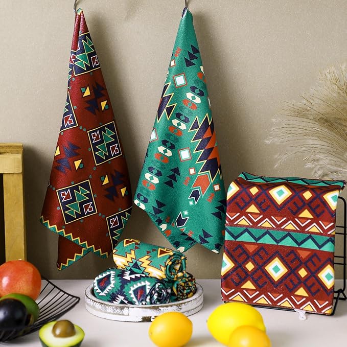 Set of 6 Western Aztec Kitchen Towels American Decorative Rustic Cloth - Image 6