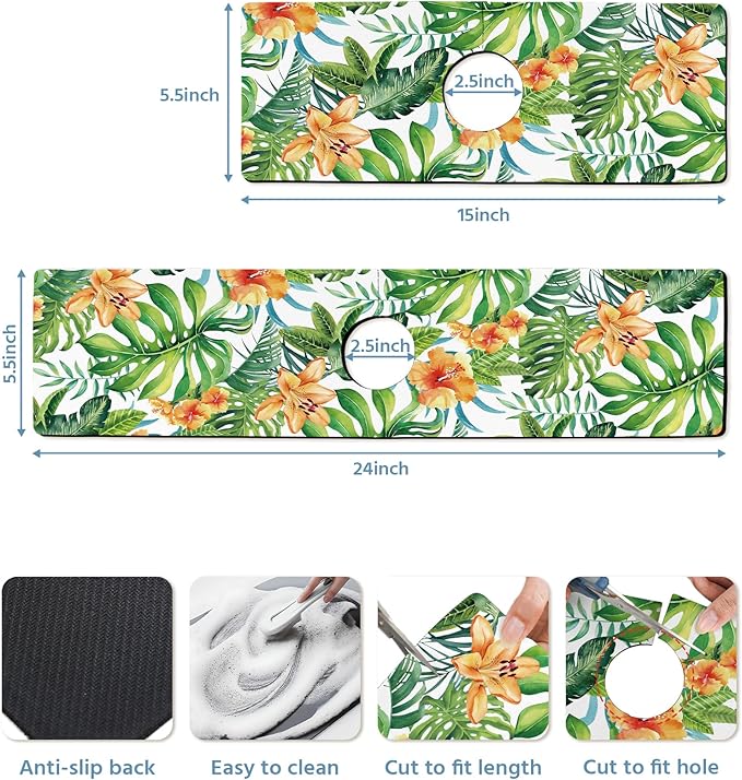 Patterned Sink Faucet Mat Kitchen Splash Guard Super Absorbent Drying Mat - Image 3
