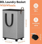 Laundry Basket with Wheels, Collapsible Laundry Baskets, Laundry Hamper with - Image 2
