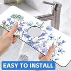 Watercolor Floral Butterfly Sink Faucet Absorbing Mat Sink Splash Guard Faucet - Image 6