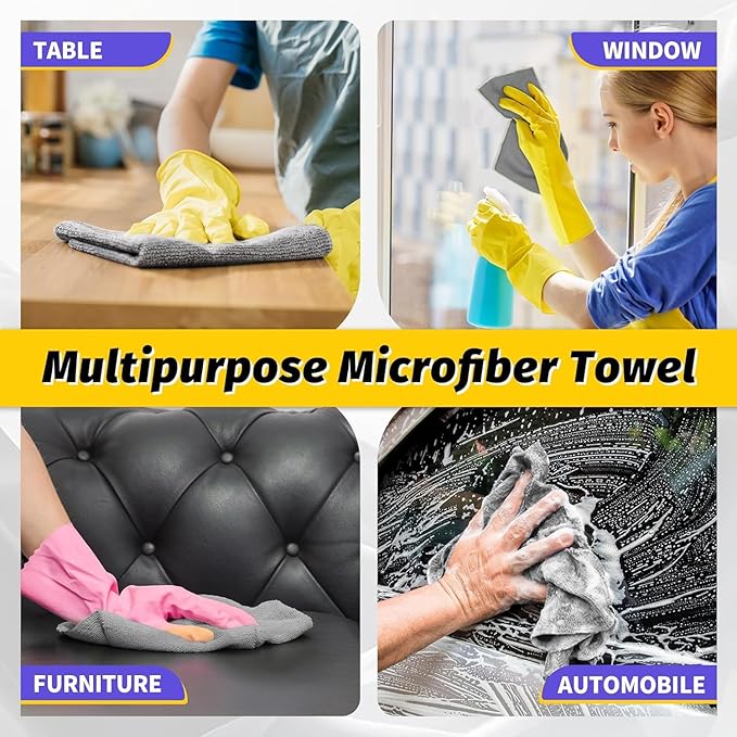HOMERHYME Microfiber Cleaning Cloth, 200 Pack Grey Cleaning Rags Microfiber - Image 6