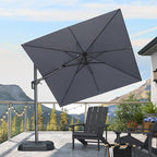 PURPLE LEAF 8' X 8' Tilting Patio Umbrella with Base Outdoor Cantilever Swivel Square Umbrella with Tilt Aluminum Offset Umbrella with 360-degree Rotation for Garden Deck Pool Patio Light Grey - Image 2