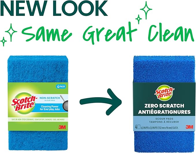 Scotch-Brite Zero Scratch Scouring Pad, Effective + Gentle Dish Scrubber - Image 2