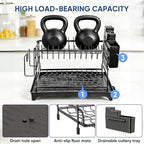 2 Tier Dish Drying Rack Carbon Steel Screw Free - Image 6