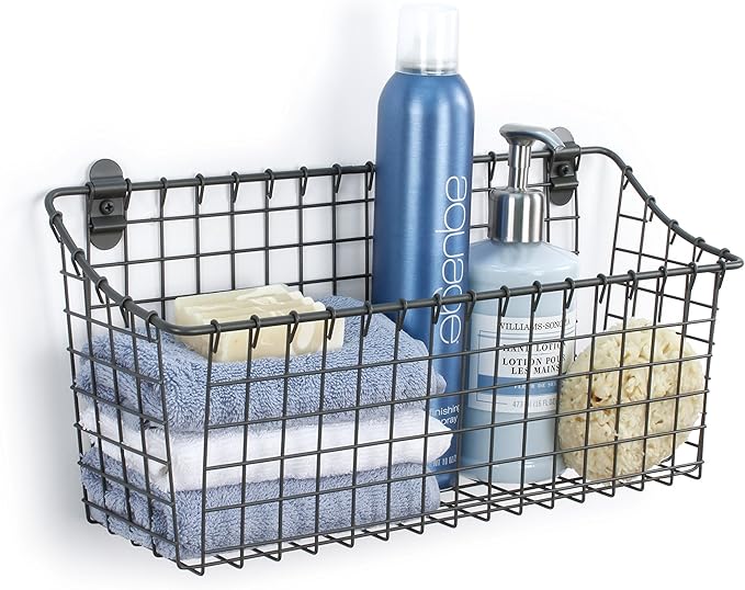 Spectrum Extra Large Wire Wall Mount Storage Basket Industrial Gray, Vintage - Image 10