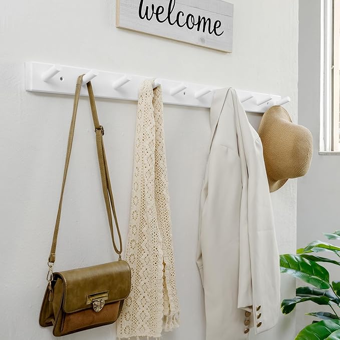 WEBI Coat Rack Wall Mounted, 10 Hooks, Peg Rail Hat Hooks - Image 2