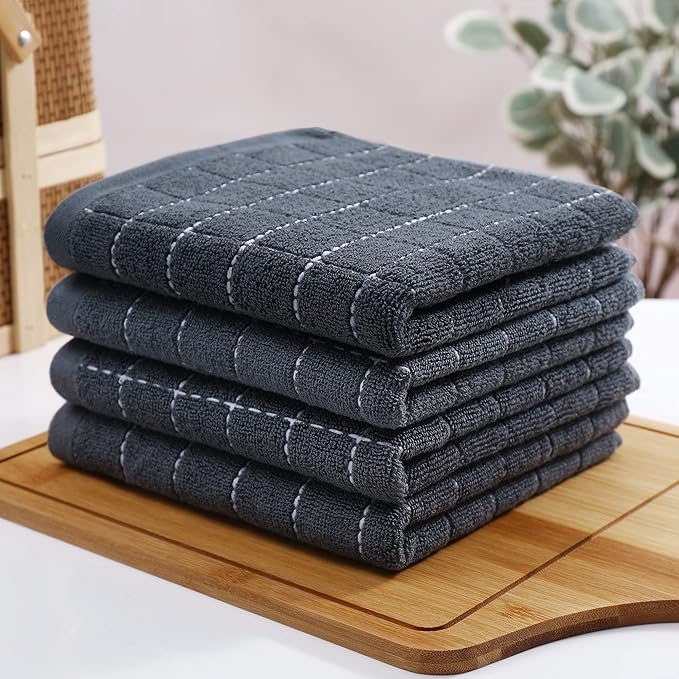 Homaxy 100% Cotton Terry Kitchen Towels, Checkered Designed, Soft and Super - Image 8