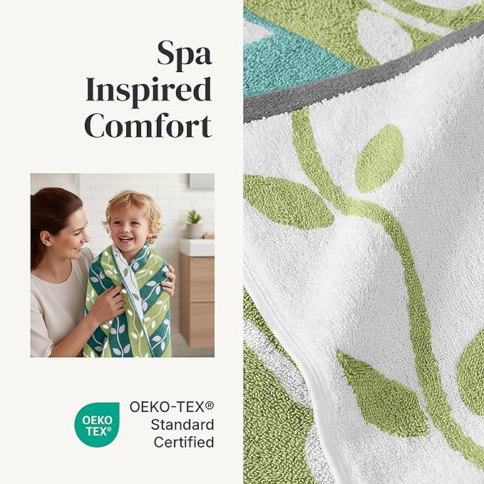 Modern Threads Organic Vines 6-Piece 100% Cotton Towel Set – Yarn Dyed Jacquard - Image 4