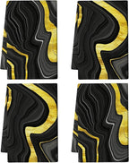 Black Gold Kitchen Dish Towels Set of 4 Soft Absorbent Marble Texture Black by Unknown