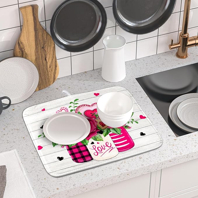 Valentine's Day Rose Flower Dish Drying Mat - Image 5