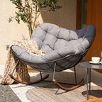 Grand patio Outdoor Rocking Chair, E-Coated Modern Cozy Lounge Rocker Chair with Cushion for Balcony Porch Patio, Gray by GrandPatio