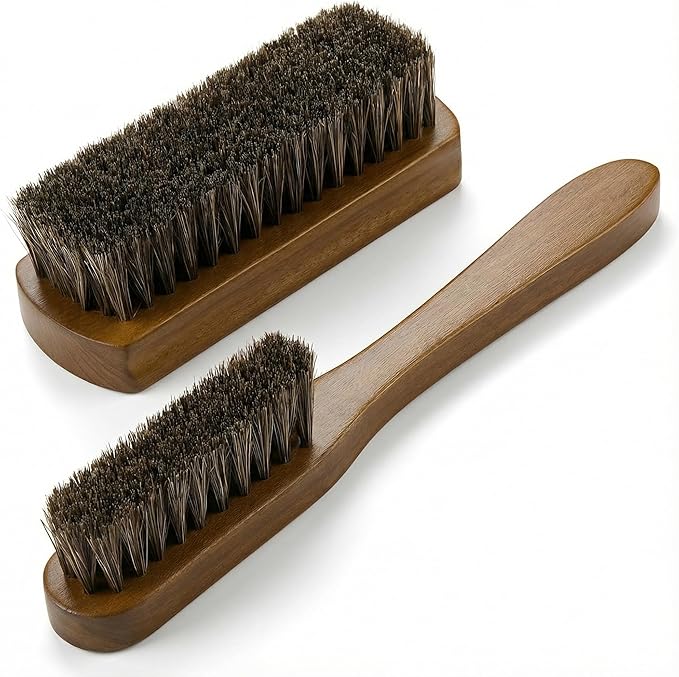 TAKAVU Leather & Upholstery Cleaning Brush Set, 100% Horse Hair Bristle by TAKAVU