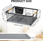 Dish Drying Rack Black with Diatomaceous Earth 1 Tier, Large Capacity Space - Image 2