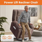 Sweetcrispy Power Lift Recliner Chair with Vibration Massage and Heat for Adults, Ergonomic Overstuffed Breathable Fabric Reclining Chair with Side Pockets, Remote Control, Living Room, Bedroom, Brown - Image 6