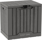 EAST OAK Outdoor Storage Box | 31 Gallon Deck Box Indoor and Outdoor Use | Waterproof Resin Storage Bin with Latch for Patio Cushions, Gardening Tools | UV Resistant | Deep Grey by EASTOAK