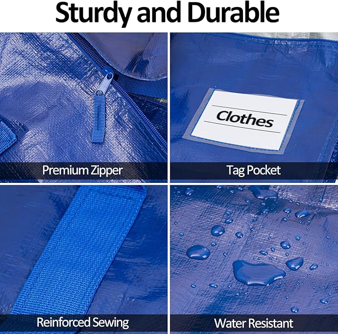 2 Pack Heavy Duty Storage Bags, Reinforced Handles and Zippers, Organizing Bags - Image 4