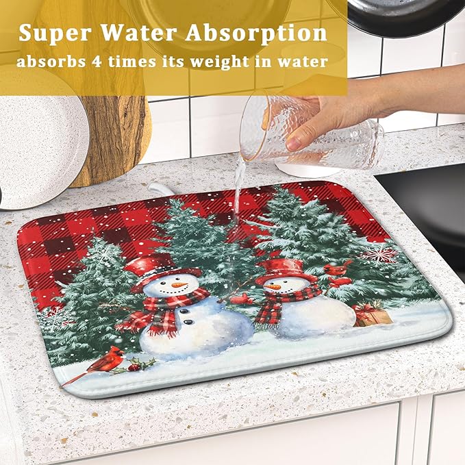 Christmas Snowman Dish Drying Mat - Image 7