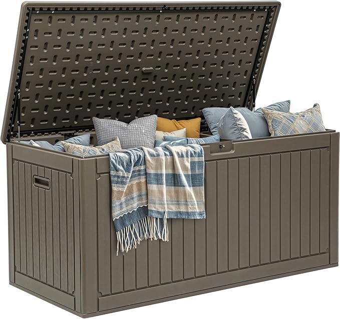 YITAHOME 260 Gallon Large Deck Box with Divider & Side Handles, Outdoor Double-Wall Storage for Patio Furniture Cushions, Garden Pool Accessories, Waterproof & Lockable by YITAHOME