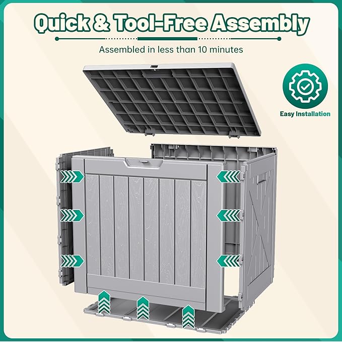 Devoko 40 Gallon Deck Box Outdoor Storage Box Waterproof for Patio, Large Outdoor Storage Bench Lockable for Outside (Gray, 40 Gallon) - Image 5