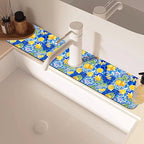 Blue Tiles and Yellow Lemon Sink Faucet Absorbing Mat Sink Splash Guard Faucet - Image 2