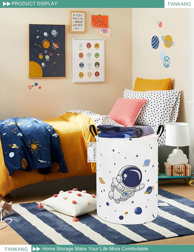 FANKANG Storage Basket, Nursery Hamper Canvas Laundry Basket Foldable - Image 4