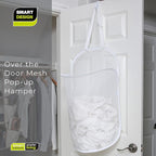 Smart Design Deluxe Mesh Over The Door Pop Up Hamper w/ Hook & Adjustable Strap - Image 7