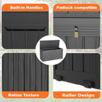ROJIK Outdoor Storage Box with Wheels,75 Gallon Waterproof Resin Deck Box, Lockable Storage for Patio Cushions,Garden Tools,Pool Accessories,UV-Resistant Storage Bench for Backyard & Deck（Black） - Image 5