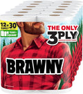 Brawny Tear-A-Square 3-Ply Paper Towels, 12 XL Family Rolls = 30 Regular Rolls by Brawny%C2%AE