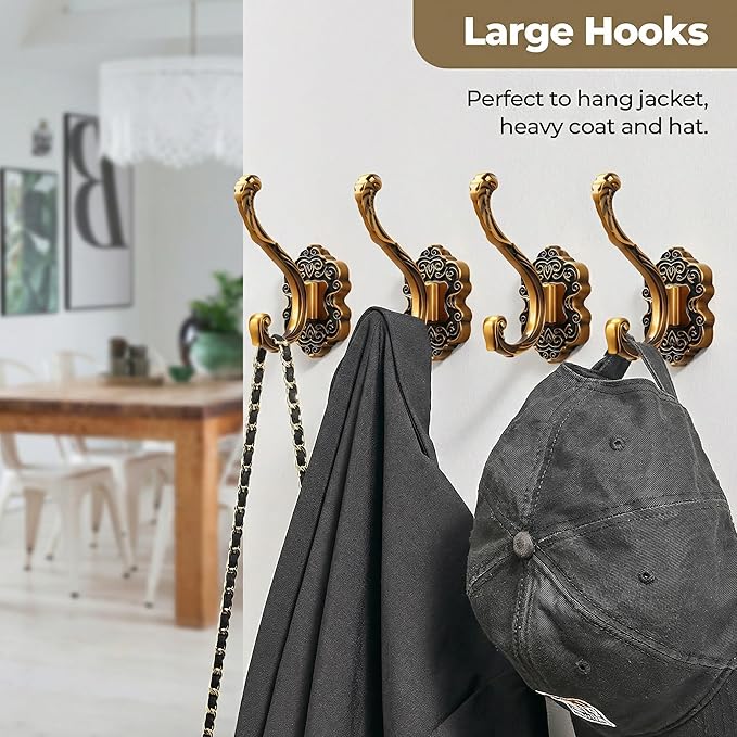3 Pack Coat Hooks Metal Vintage Swan Shape Hooks, Heavy Duty Large Double Hook - Image 5