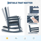 HDPE Rocking Chair Outdoor Set of 4 - Poly High Back Porch Rocker Chairs for Adults - All Weather Resistant Furniture for Patio Front Porch - Navy Blue - Image 4