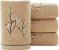 Pidada Hand Towels Set of 4 Embroidered Bird Tree Pattern 100% Cotton Absorbent by Pidada