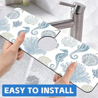 Marine Seashell Seahorse Coral Kitchen Sink Splash Guard Mat Absorbent Fast - Image 6