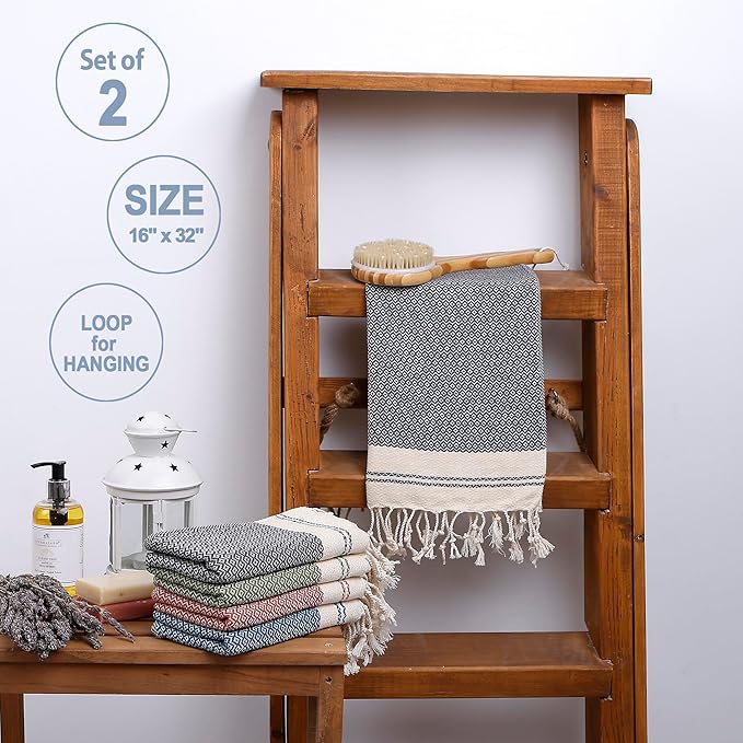 Evelynen Turkish Hand Towels for Bathroom & Kitchen Towels Decorative Set of 2 - Image 3
