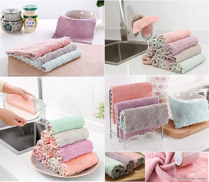 12 Pack Cleaning Cloth Kitchen Cloth, Dish Towels Super Absorbent Coral Velvet - Image 6