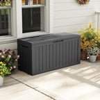 EasyUp 85 Gallon Outdoor Storage Box, Resin Waterproof UV-Resistant Deck Box, Reinforced Stability for Patio, Garden, and Poolside, Striped Black - Image 2