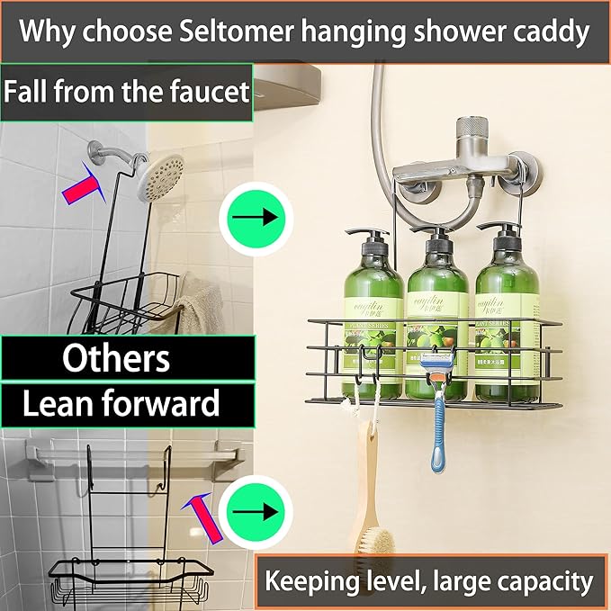 2pcs Single-Layer Shower Caddy Hanging Shower Orangizer Stainless Steel Shower - Image 4
