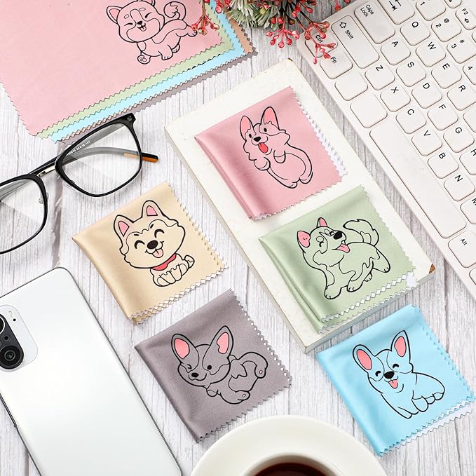 WILLBOND 20 Pcs Microfiber Cleaning Cloth Cute Dog Design Microfiber Cloth Soft - Image 2