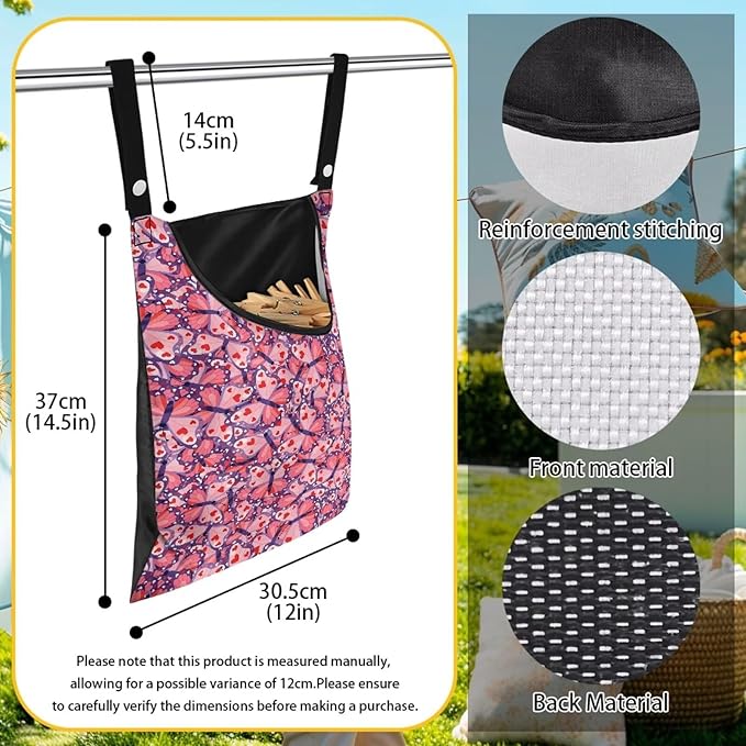 2 Pcs Clothespin Bag with Large Opening Clothes Pins Holder Outdoor and Laundry - Image 6