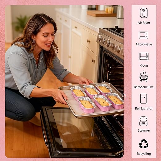 50 PACK Mini Cake Pans with Lids and Spoons, Rectangular Aluminum Foil Bread Pan - Image 4