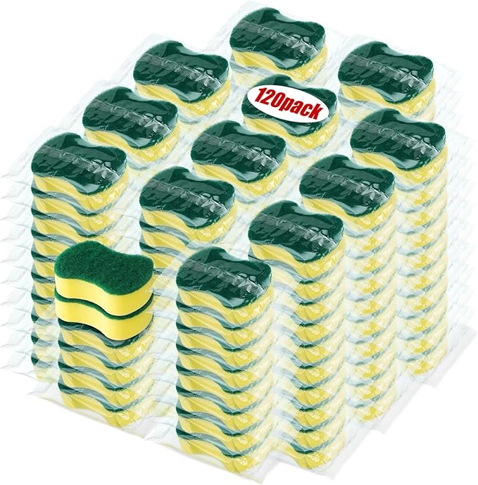 Tanlade 120 Pcs Individually Wrapped Sponges Kitchen Bulk Non Scratch Scouring by Tanlade